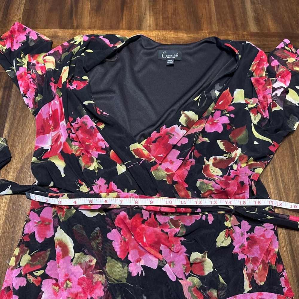 Connected Apparel Womens Plus Mesh Floral Print Dress 14W - Picture 6 of 10